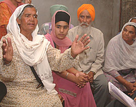 The mother of slain militant Dharm Singh Kashtiwal, an inmate of Dharm Singh Khalsa Trust, father-in-law and mother-in-law of the slain militant argue following the re-marriage of Sandip Kaur, widow of the slain militant in Amritsar on Sunday.