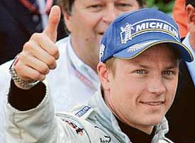 McLaren Formula One driver Kimi Raikkonen of Finland shows the thumbs-up sign after winning the Monaco F1 Grand Prix in Monte Carlo on Sunday