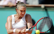 Mary Pierce of France hits a forehand shot during her semifinal match against Elena Likhovtseva of Russia in the French Open at Roland Garros on Thursday