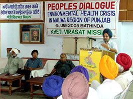 Dr G.P.I. Singh of the Dayanand Medical College and Hospital, Ludhiana, addresses a gathering in Bathinda on Monday.
