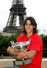 Spain�s Rafael Nadal with the French Open trophy during a photo call in Paris