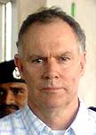 Indian cricket team�s coach Greg Chappell arrives at the Mumbai airport on Wednesday