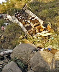 This is what remains of a bus that fell into a gorge in Dharamsala on Tuesday.