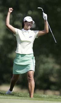 Birdie Kim of South Korea rejoices on winning the 60th US Women�s Open golf championship at Cherry Hills Country Club in Colorado