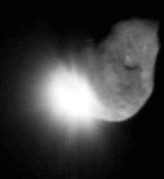 NASA spacecraft Deep Impact collides with the comet Tempel 1 in this image captured by the fly-by spacecraft and released on Monday.