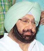 Capt Amarinder Singh addresses the media at Dera Bassi on Monday.