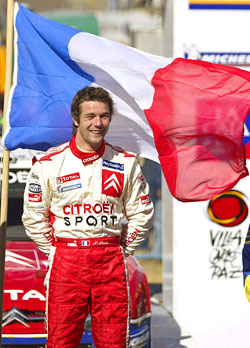 France�s Sebastien Loeb smiles after his victory at the XXV Argentine Rally on Sunday. Loeb made world rally history as the first driver to win six races in a row and seven in a single season