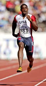 Olympic champion Justin Gatlin of the USA runs during the fourth heat of the men�s 100 metres sprint at the World Athletics Championship in Helsinki