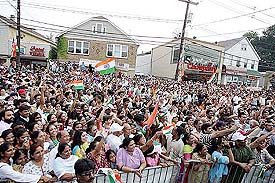 NRIs participate in the 59th Independence Day celebrations in New Jersey on Sunday.