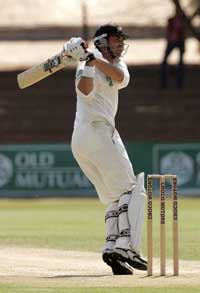 New Zealand�s Stephen Fleming pulls a delivery on the second day of the second Test against Zimbabwe in Bulawayo on Tuesday