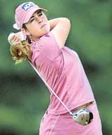 Paula Creamer of the USA drives off the seventh tee during the second round of the 2005 Wendy�s Championship for Children LPGA event at the Tartan Fields Golf Club in Dublin, Ohio, on Friday.