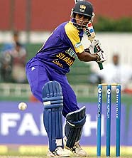 Sri Lanka�s Upul Tharanga plays a shot during their one-day international against Bangladesh 