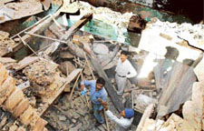 Devastation caused by a cylinder blast during an attack on a Balmiki Colony in Gohana