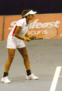 Sania Mirza during a practice session in Kolkata on Sunday