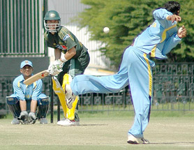 Graeme Skenner of Australia Under-19 plays a shot during their one-day match against India Under-19 at Mohali on Wednesday.