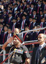 The Chief of Army Staff, Gen J. J. Singh, takes the salute at the 158th Founder’s Day celebration function at Lawrence School, Sanawar, in Solan district