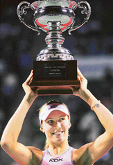 The Czech Republic�s Nicole Vaidisova holds the trophy after beating France�s Tatiana Golovin in the final of the Japan Open Tennis Championships in Tokyo on Sunday.