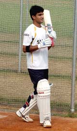Former India cricket captain Sourav Ganguly during a practice session in Kolkata on Monday
