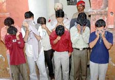 Nine students of the Dr Ambedkar National Institute of Technology, who were remanded in police custody for two days in connection with Amit suicide case, in Jalandhar on Thursday