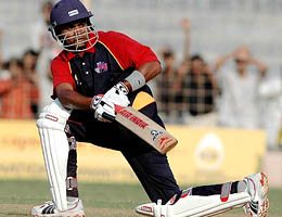 Vinayak Mane of Mumbai Cricket Association President�s XI plays a shot during a warm-up one-day match against Sri Lanka at the Wankhede Stadium in Mumbai on Saturday