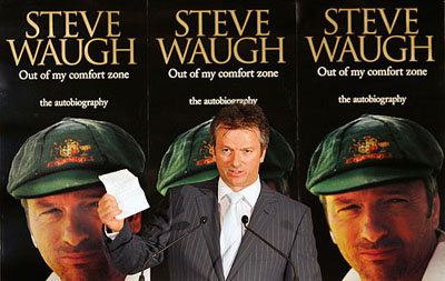 Former Australian captain Steve Waugh speaks during the launch of his autobiography, Out of comfort zone' in Sydney on Sunday