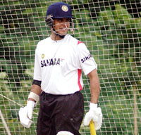 Sourav Ganguly during a practice session at the Jadavpur University stadium, Salt Lake, on the outskirts of Kolkata on Friday