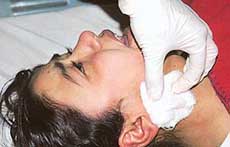 A blast victim undergoing treatment in a hospital in Srinagar on Wednesday.
