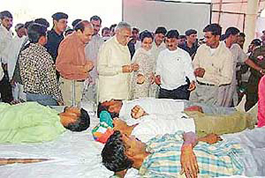 Haryana Chief Minister Bhupinder Singh Hooda at a blood donation camp organised in memory of Surinder Singh at Bhiwani on Wednesday.