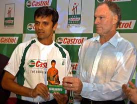 Greg Chappell releases Rahul Dravid�s biography, �The Nice Guy Who Finished First�, at a function in Bangalore on Thursday. The book has been written by Devendra Prabhudesai