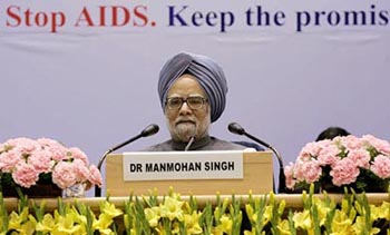Prime Minister Manmohan Singh attends the National Convention on HIV/AIDS for youth leaders of political parties in New Delhi