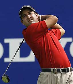 India�s Shiv Kapur tees off on day one of the Volvo Masters of Asia golf tournament at the Thai Country Club in Bangkok on Thursday