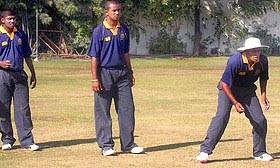 Hyderabad players practise at the PCA Stadium in Mohali on Thursday