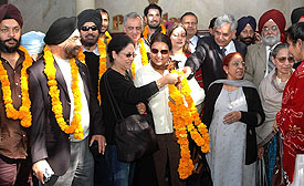 Delegates arrive for the 32nd conference of the International Punjabi Society to be held in Chandigarh on Saturday.They are being welcomed at Hotel President in the city on Friday.