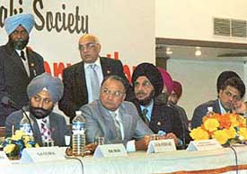 The Punjab Governor and Administrator, UT, Gen S.F. Rodrigues (retd) at the inaugural session of the 32nd Convention of International Punjabi Society in Chandigarh on Saturday.
