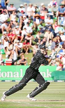 New Zealand�s Peter Fulton plays a shot during the first one-dayer against Sri Lanka at the Queenstown Event Centre on Saturday