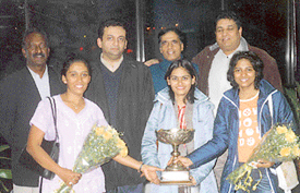 The Indian men and women chess teams that won laurels in the Asian Chess Championship held in Iran.