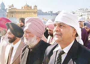 Union Minister of State for Home Parkash Jaiswal at the Golden Temple in Amritsar on Thursday.
