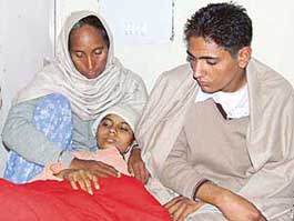 Rajvinder Kaur recuperates in the Bathinda Civil Hospital on Friday.