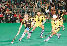 Balder Bomans  of Chandigarh Dynamos controls the ball during a match against Sher-e-Jallandhar in Chandigarh on Saturday