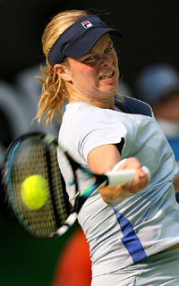 Belgium�s Kim Clijsters in action against Italy�s Francesca Schiavone at the Australian Open in Melbourne on Monday
