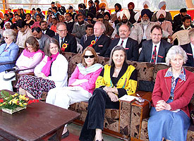 Descendants of British officers who served 3 Sikh, with members of their families at a ceremony held to celebrate the 150th Raising Day of the battalion in Bathinda on Tuesday. 