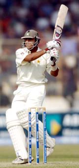 Pakistan�s Faisal Iqbal in action on the third day of the third Test in Karachi on Tuesday