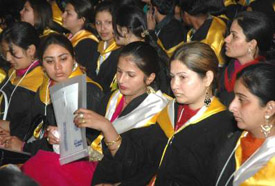 Students of DAV College, Jalandhar, at their annual convocation function on Saturday