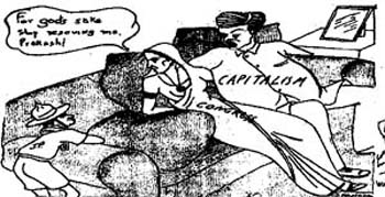 Socialists were unhappy with the way industrialists had begun to influence Congress policies. (Shankar�s Weekly, July 4, 1948)