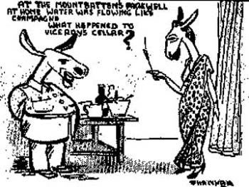 One of the issues that drew repeated attention throughout 1947 was the manner in which Indian leaders and bureaucrats rapidly filled the space vacated by the British� the ostentatious lifestyle, extravagance, big social events even as India was confronted by one of the severest shortages of foodgrain in 1947-48. (Shankar�s Weekly, June 27, 1947)