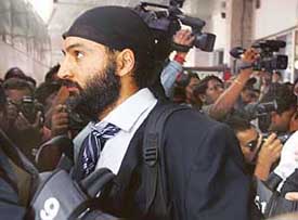 England cricketer Monty Panesar in Mumbai on Monday. A 16-member England cricket team arrived in India