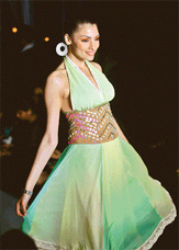 A model displays a creation by designer Manish Malhotra during a fashion show in New Delhi on Thursday evening. The show was organised in association with Swiss watch-maker Baume & Mercier to celebrate its 175th anniversary.