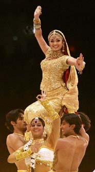 Aishwarya Rai performs during the closing ceremony of the Commonwealth Games in Melbourne on Sunday