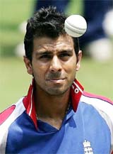 England�s Kabir Ali during a training session in Margao