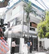 The Green Park Extension residence of Navy Captain Kulbhushan Parashar being raided by the CBI in Delhi on Thursday